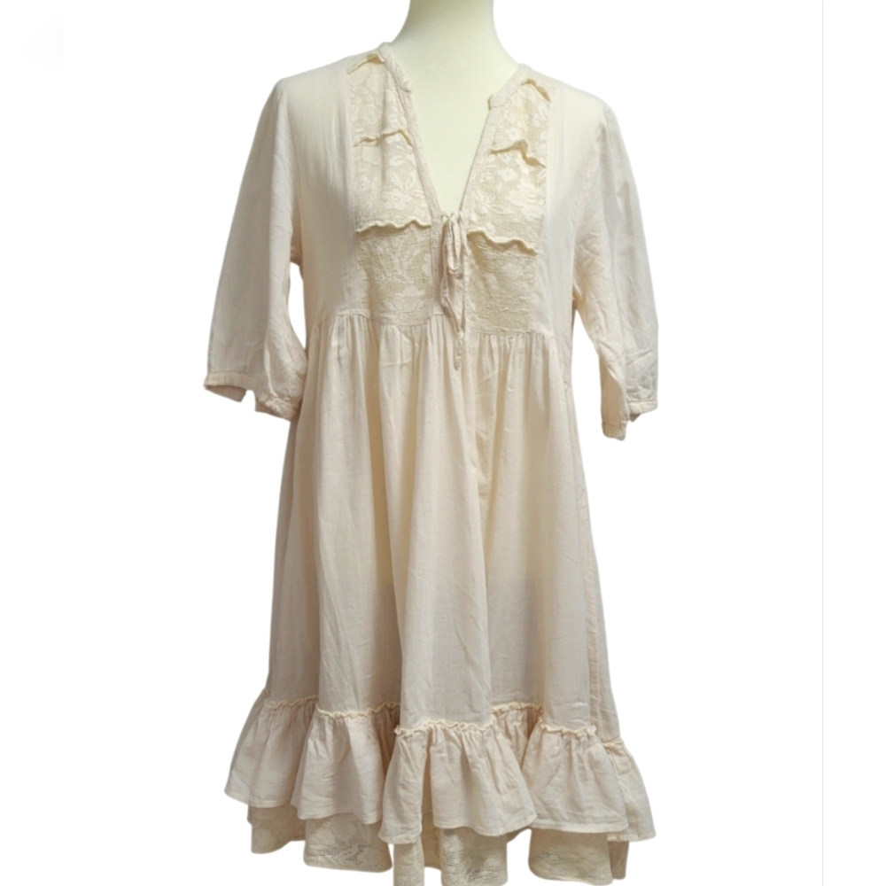 Lindex Cream Ruffle Dress, L/XL/44